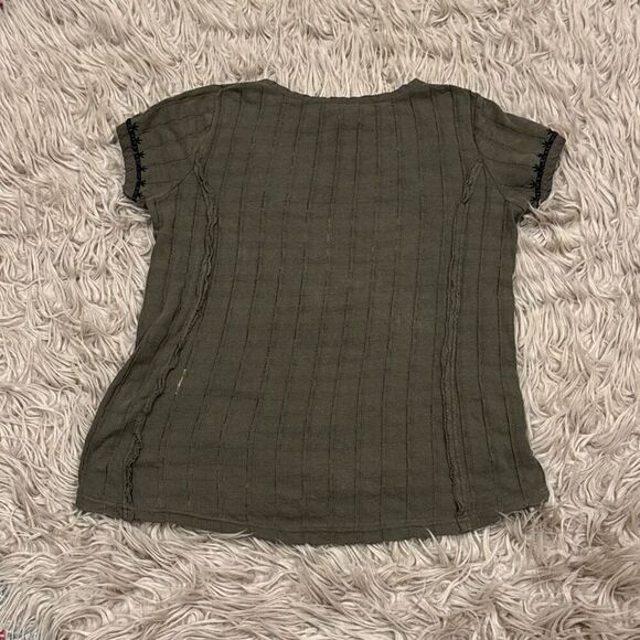 Akemi Kin Anthropologie Dandelion embroidered olive green top xs - Picture 7 of 7